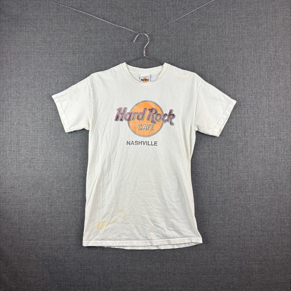 Vintage Hard Rock Cafe Shirt Mens Small White Nashville Music Graphic Tee 90s